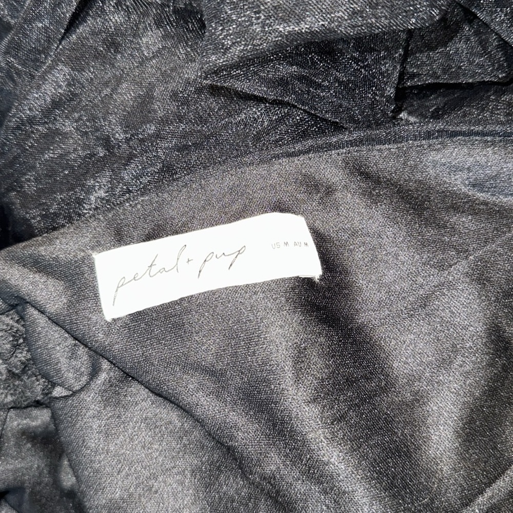 NWOT Petal and Pup Black FRANCES halter tulle tiered bow maxi dress sz M - Picture 7 of 9